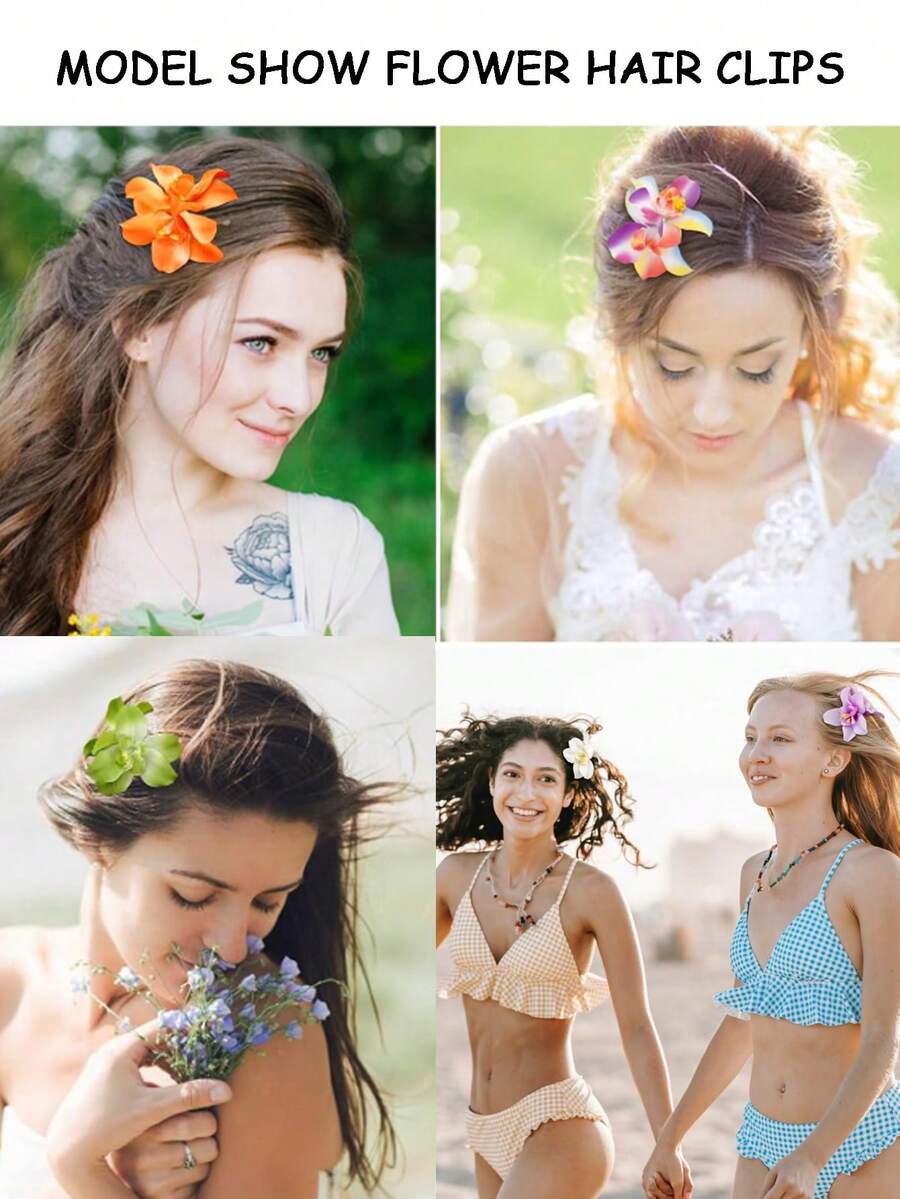 Hawaiian Hibiscus Flower Hair Clips