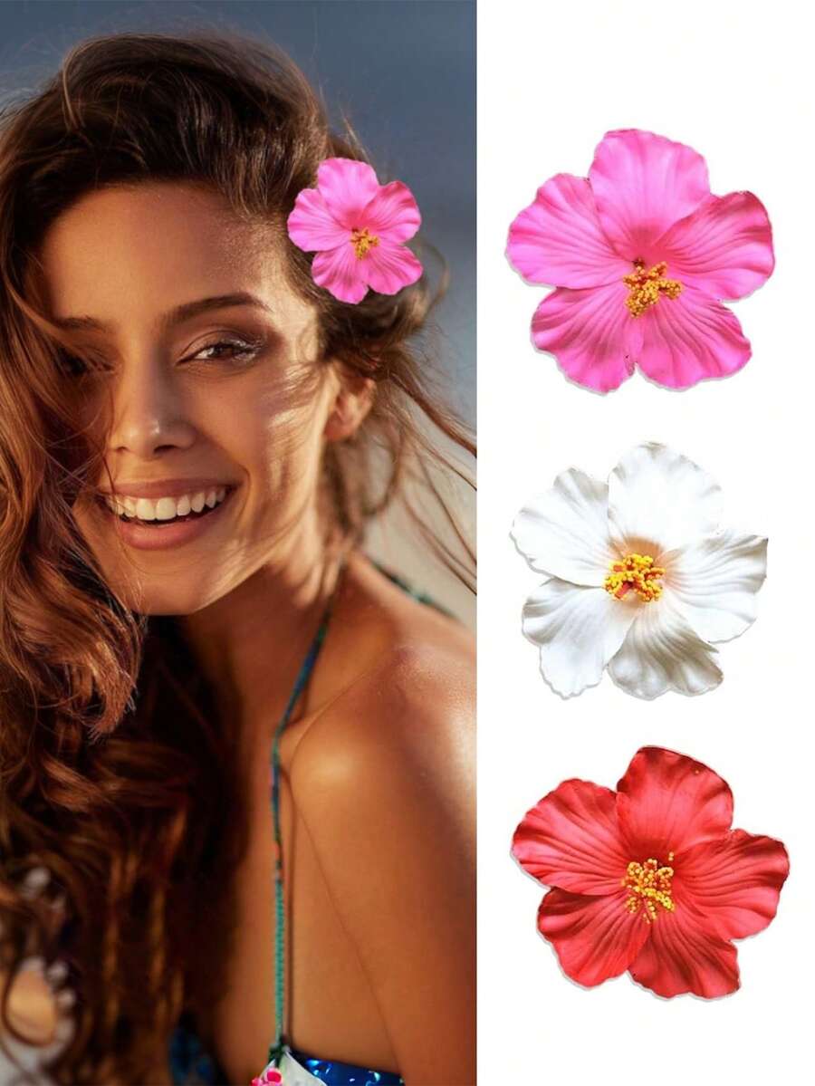 Hawaiian Hibiscus Flower Hair Clips