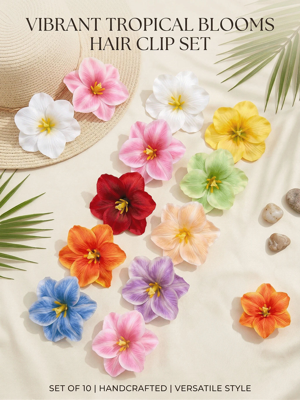 Hawaiian Hibiscus Flower Hair Clips