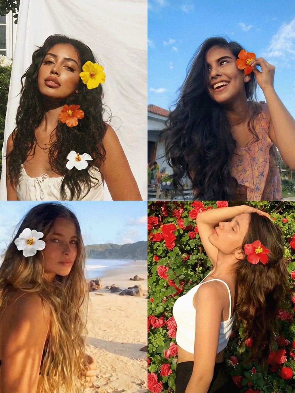 Hawaiian Hibiscus Flower Hair Clips