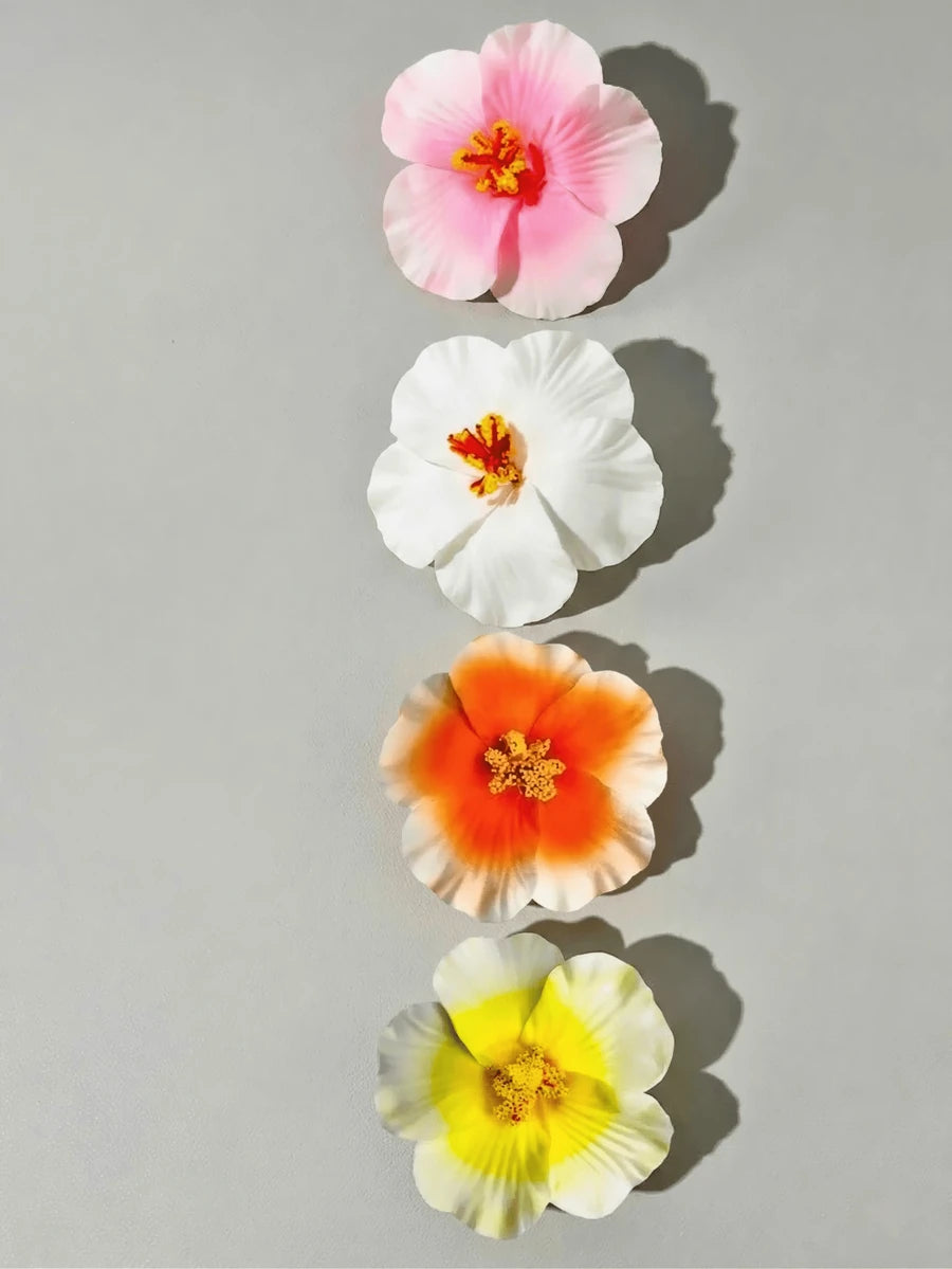 Hawaiian Hibiscus Flower Hair Clips