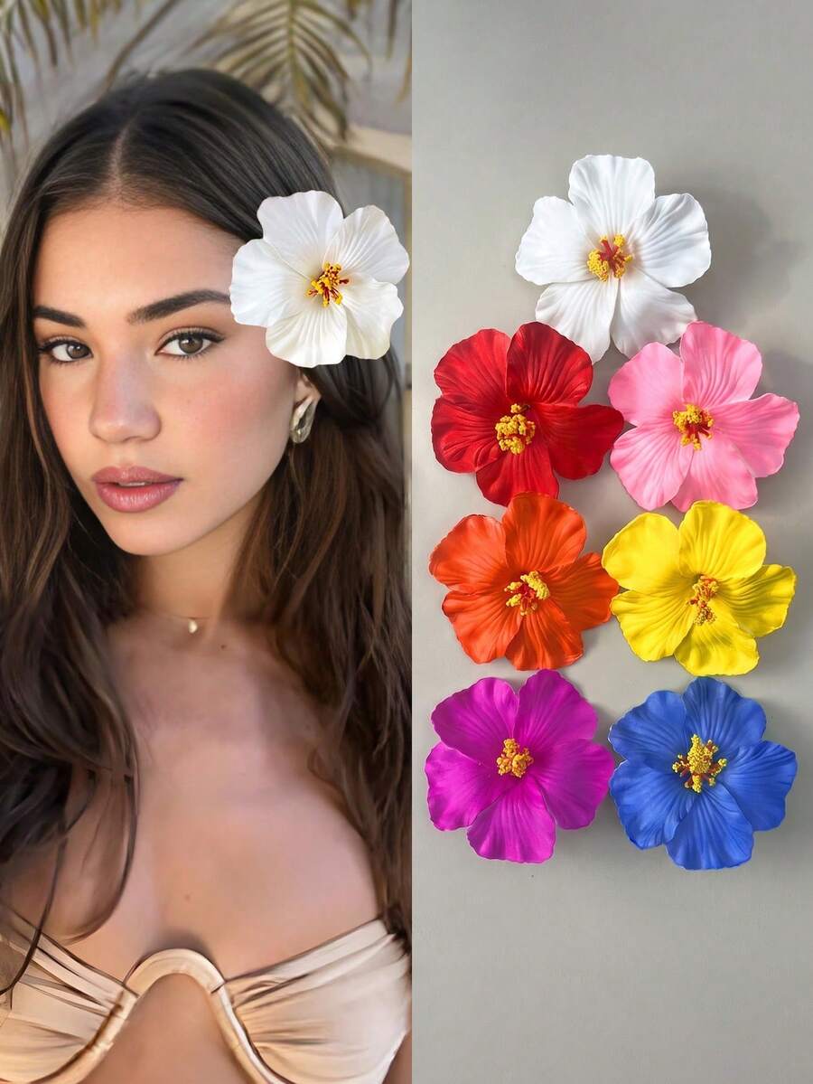 Hawaiian Hibiscus Flower Hair Clips