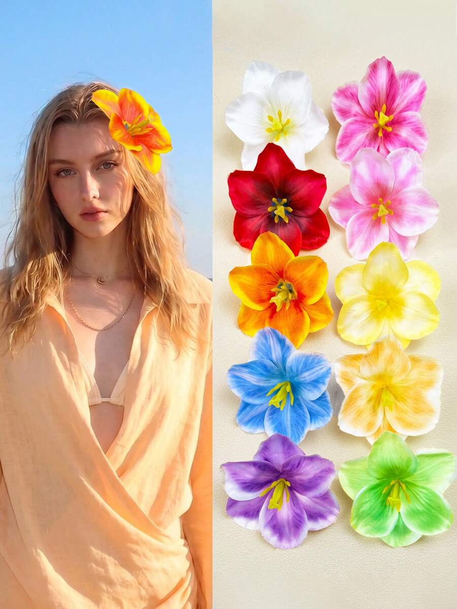 Hawaiian Hibiscus Flower Hair Clips