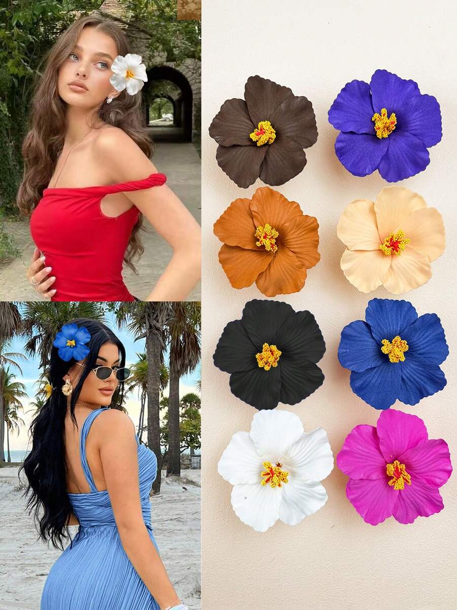 Hawaiian Hibiscus Flower Hair Clips
