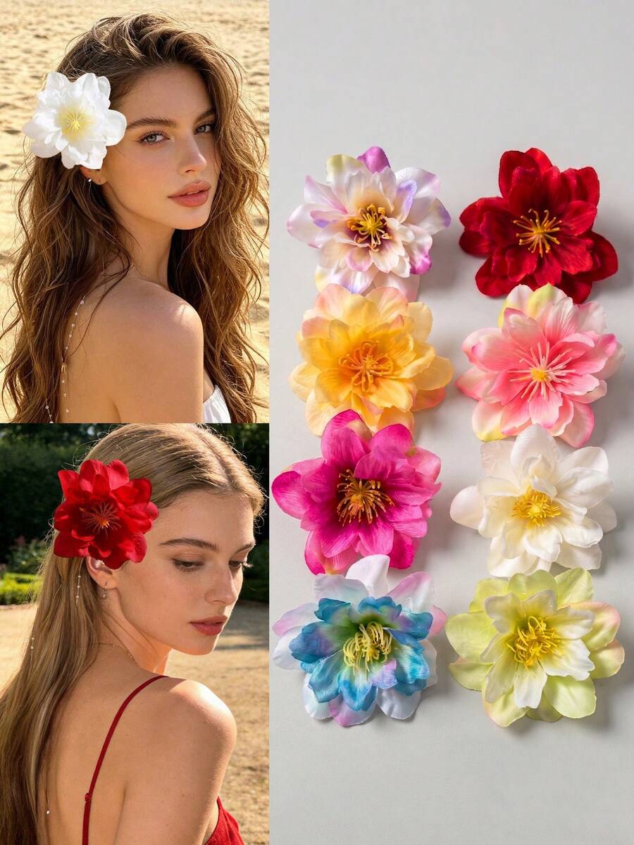 Hawaiian Hibiscus Flower Hair Clips