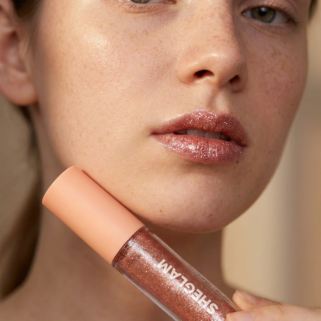 SHEGLAM Lip Dazzler Glitter Kit - in use