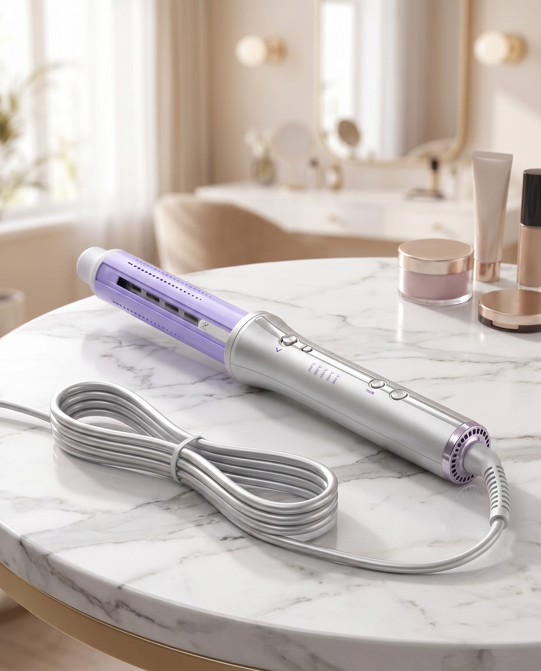 Airflow curling styler on marble surface