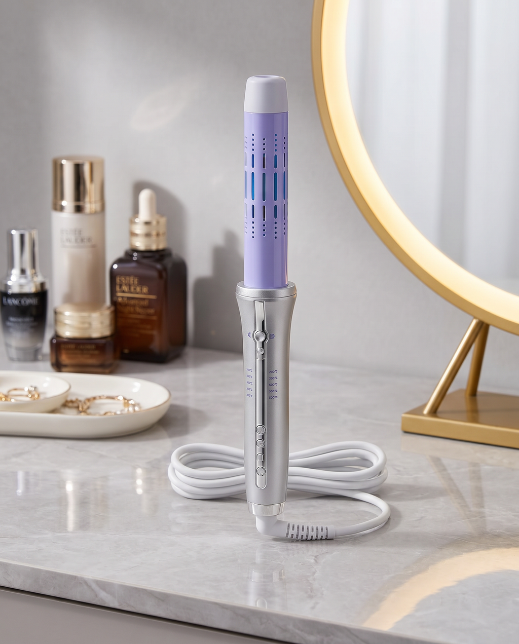 Airflow curling styler on modern vanity