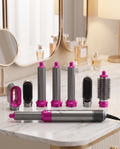 5-in-1 hot air styler flat lay with attachments
