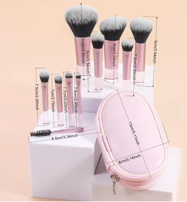 10Pcs Mini Travel Makeup Brush Set